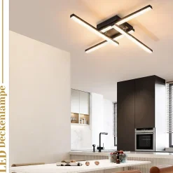 NETTLIFE Plafonnier LED Moderne Design 24W Noir 3000K blanc chaud