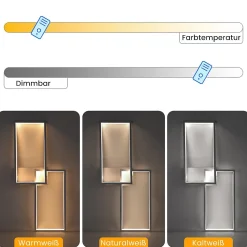 NETTLIFE Plafonnier LED Métal Blanc 48W 80CM Lampe de Salon Moderne à Intensité Variable avec Design Rectangulaire pour d'Enfant