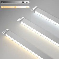 NETTLIFE Plafonnier LED Moderne 80CM Lampe de Bureau Longue Plafond 25W Dimmable avec Télécommande pour Salon Chambre à Coucher