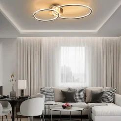 NETTLIFE Plafonnier led nettlife, plafonnier de salon, design moderne avec anneaux lumière blanche chaude 3000k 29w 62,5 cm