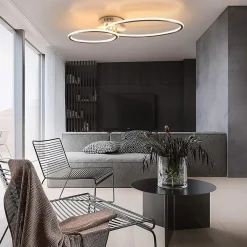 NETTLIFE Plafonnier led nettlife, plafonnier de salon, design moderne avec anneaux lumière blanche chaude 3000k 29w 62,5 cm