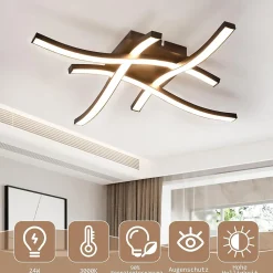 NETTLIFE plafonnier LED noir 24W 3000K blanc chaud design moderne