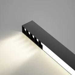 NETTLIFE Plafonnier LED Noir 25W Longue Moderne Dimmable Lampe de Salon avec Télécommande 80CM pour Bureau Chambre à Coucher