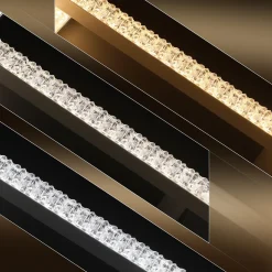 NETTLIFE Plafonnier LED Noir Lampe de 75CM Dimmable Lampe d'intérieur Design Cristal Moderne avec Télécommande pour Cuisine