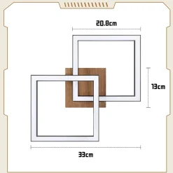 NETTLIFE Plafonnier LED Noir Bois 3000K Blanc Chaud Design Moderne 24W