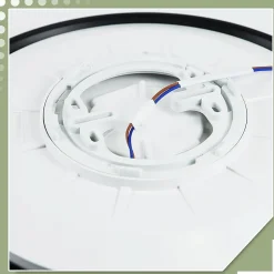 NETTLIFE Plafonnier LED noir, IP44, 15W, avec détecteur de mouvement intérieur, lampe ronde de cave 30 cm, 4000K