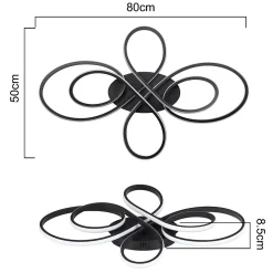 NETTLIFE Plafonnier LED Noir Intensité Variable 80 cm Salon 78W Moderne avec Télécommande Design Idéal pour Salle à Manger Bureau