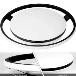 NETTLIFE Plafonnier LED Noir Moderne Télécommande Design Rond Lampe de Salon avec Lampe à Intensité Variable pour Bureau Couloir