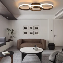 NETTLIFE Plafonnier LED Noir moderne Rond avec blanc chaud lampe de cuisine 36W pour salon, salle à manger, chambre, couloir