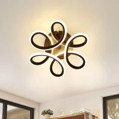 NETTLIFE Plafonnier LED Noir 17W 3000K Lampe de Couloir Moderne Blanc Chaud Géométrie Design Métal pour Couloir Entrée Cuisine