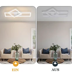 NETTLIFE Plafonnier LED plafonnier salon 20W design moderne lampe de cuisine blanc chaud carré blanc