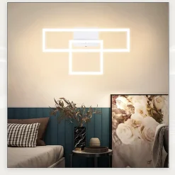 NETTLIFE Plafonnier LED plafonnier salon 20W design moderne lampe de cuisine blanc chaud carré blanc