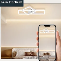 NETTLIFE Plafonnier LED plafonnier salon 20W design moderne lampe de cuisine blanc chaud carré blanc