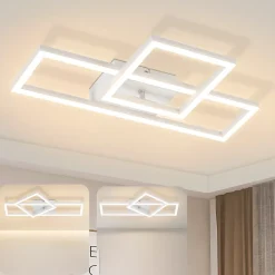 NETTLIFE Plafonnier LED plafonnier salon 20W design moderne lampe de cuisine blanc chaud carré blanc