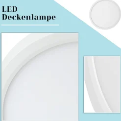 NETTLIFE Plafonnier LED plat 18 cm - 15 W, Blanc, 4000 K - Éclairage moderne cuisine, couloir, chambre