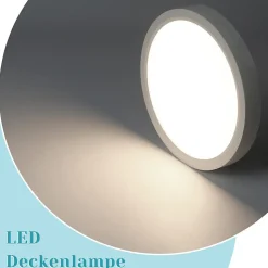 NETTLIFE Plafonnier LED plat 18 cm - 15 W, Blanc, 4000 K - Éclairage moderne cuisine, couloir, chambre