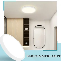 NETTLIFE Plafonnier LED plat 18 cm - 15 W, Blanc, 4000 K - Éclairage moderne cuisine, couloir, chambre