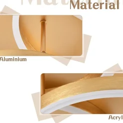 NETTLIFE Plafonnier LED pour salon Noir à intensité variable Design moderne 61 cm Avec télécommande 50 W