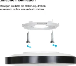 NETTLIFE Plafonnier LED plat, 30W, dimmable, noir, IP44, pour chambre, cuisine, cave 28 cm et salle de bain, avec télécommande