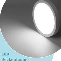 NETTLIFE Plafonnier LED plat 18 cm - 15 W, Blanc, 6000 K - Éclairage moderne cuisine, couloir, chambre