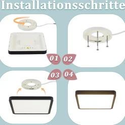 NETTLIFE Plafonnier LED Plat pour à Coucher Noir 23cm à Coucher 18W Lampe de Lampe de Couloir carrée 4000K pour Salle de Bain