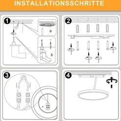 NETTLIFE Plafonnier LED Plat Pour Chambre à Coucher Noir 18cm 15w Lampe De Salle De Bain à Intensité Variable