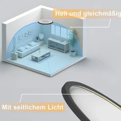 NETTLIFE Plafonnier LED Plat Pour Chambre à Coucher Noir 18cm 15w Lampe De Salle De Bain à Intensité Variable