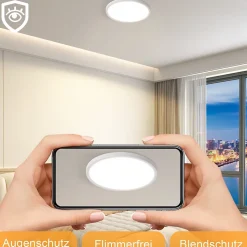 NETTLIFE Plafonnier LED Plat Pour Chambre à Coucher 18 Cm 15w Non Dimmable Blanc Chaud 4000 K
