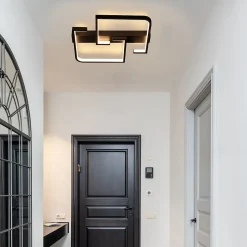 NETTLIFE Plafonnier LED Plafonnier Noir 19W 30CM Moderne Blanc Chaud 3000K Design Géométrique