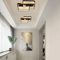 NETTLIFE Plafonnier LED Plafonnier Noir 19W 30CM Moderne Blanc Chaud 3000K Design Géométrique