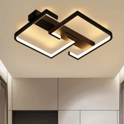 NETTLIFE Plafonnier LED Plafonnier Noir 19W 30CM Moderne Blanc Chaud 3000K Design Géométrique