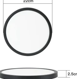 NETTLIFE Plafonnier LED plafonnier plat 22cm lampe salle de bain blanc froid lampe chambre noir 15W IP44