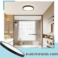 NETTLIFE Plafonnier LED plat 18 cm - 15 W, Noir, 4000 K - Éclairage moderne cuisine, couloir, chambre