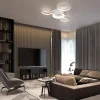 NETTLIFE Plafonnier LED plafonnier avec télécommande dimmable 52W moderne avec 4 anneaux métalliques