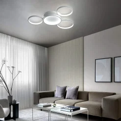 NETTLIFE Plafonnier LED plafonnier avec télécommande dimmable 52W moderne avec 4 anneaux métalliques