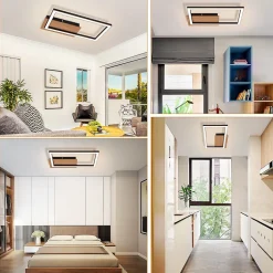 NETTLIFE plafonnier LED plafonnier moderne 12W bois 3000K