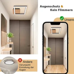 NETTLIFE plafonnier LED plafonnier 3000K blanc chaud moderne 12W petit bois