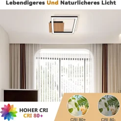 NETTLIFE plafonnier LED plafonnier 3000K blanc chaud moderne 12W petit bois