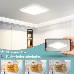 NETTLIFE Plafonnier LED Plat - 23CM 18W Lampe de Cuisine Carrée Chambre de Salle de Bain 4000K pour Salle de Bain Cuisine Couloir