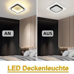 NETTLIFE Plafonnier LED Plafonnier Couloir Blanc Chaud 16w Lampe De Chambre Moderne Noir