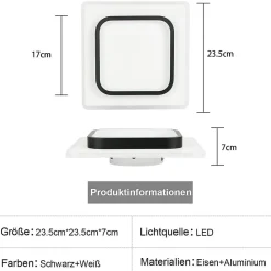 NETTLIFE Plafonnier LED Plafonnier Couloir Blanc Chaud 16w Lampe De Chambre Moderne Noir