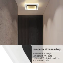 NETTLIFE Plafonnier LED Plafonnier Couloir Blanc Chaud 16w Lampe De Chambre Moderne Noir