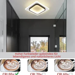NETTLIFE Plafonnier LED Plafonnier Couloir Blanc Chaud 16w Lampe De Chambre Moderne Noir