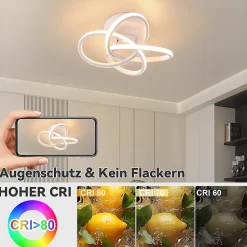 NETTLIFE Plafonnier LED pour chambre à coucher - 28 W, 3 000 K, blanc chaud, lampe de couloir, blanc