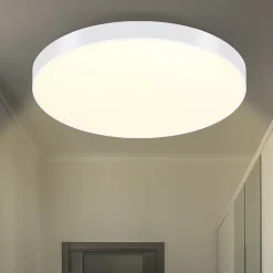 NETTLIFE Plafonnier LED plafonnier blanc chaud - Lampe de salle de bain 12W IP44 étanche 21cm rond moderne