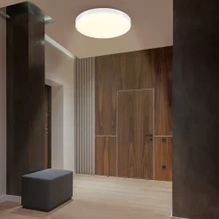 NETTLIFE Plafonnier LED plafonnier blanc chaud - Lampe de salle de bain 12W IP44 étanche 21cm rond moderne