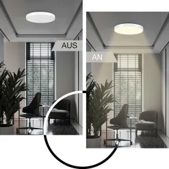 NETTLIFE Plafonnier LED plafonnier blanc chaud - Lampe de salle de bain 12W IP44 étanche 21cm rond moderne