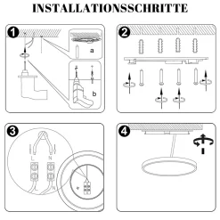 NETTLIFE Plafonnier LED Plat Noir 22cm 18w à Intensité Variable Pour Chambre à Coucher Cuisine 3000k - 6500k