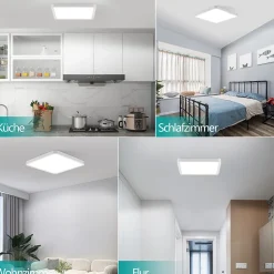 NETTLIFE Plafonnier LED plat 23CM 6500K 18W carré chambre blanc LED intégré en permanence