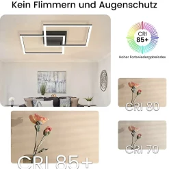 NETTLIFE Plafonnier LED plafonnier salon - lampe de salon lampe de cuisine dimmable 52W noir